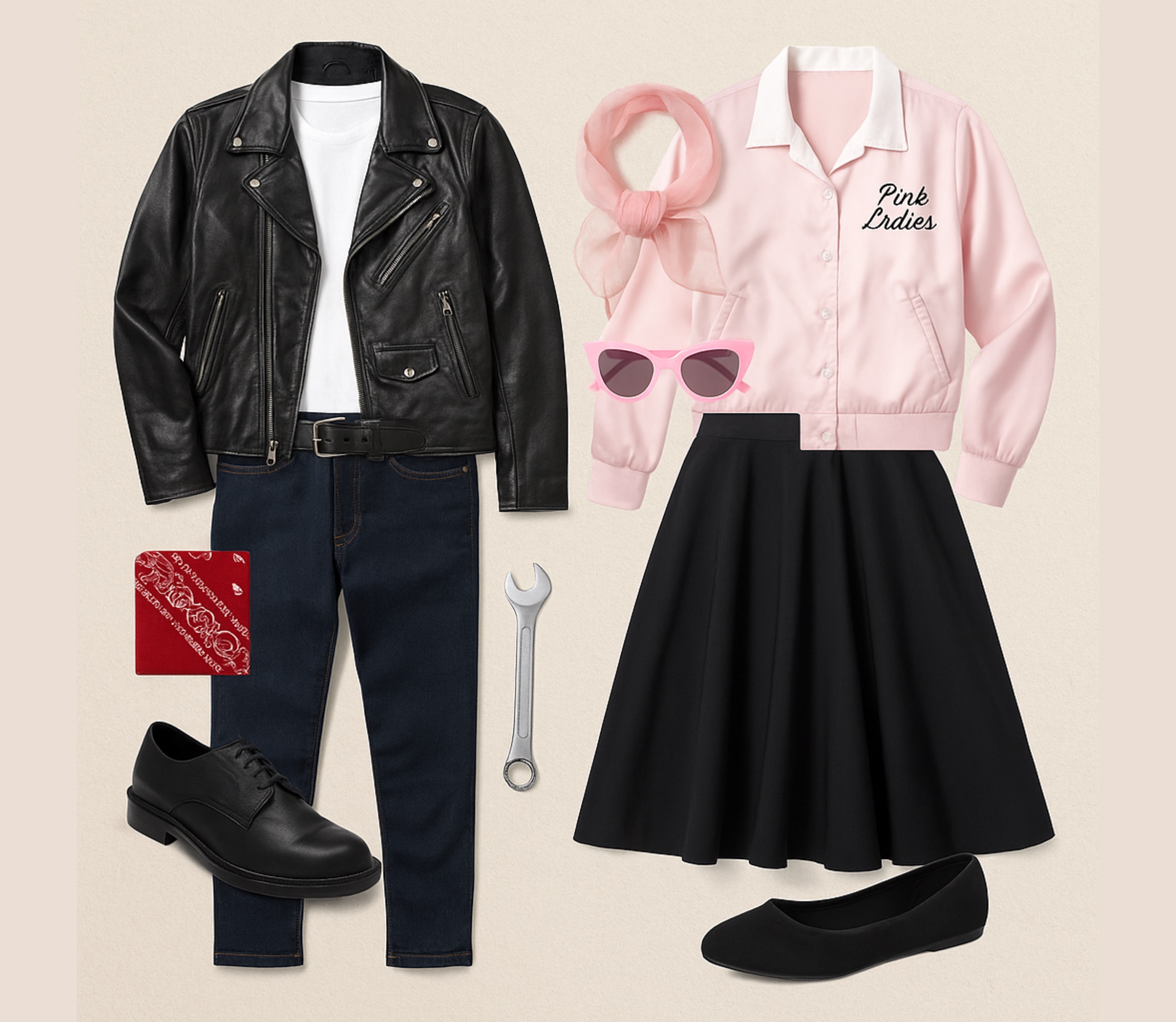 La moda de los años 50 en Grease: looks de T-Birds y Pink Ladies DIY